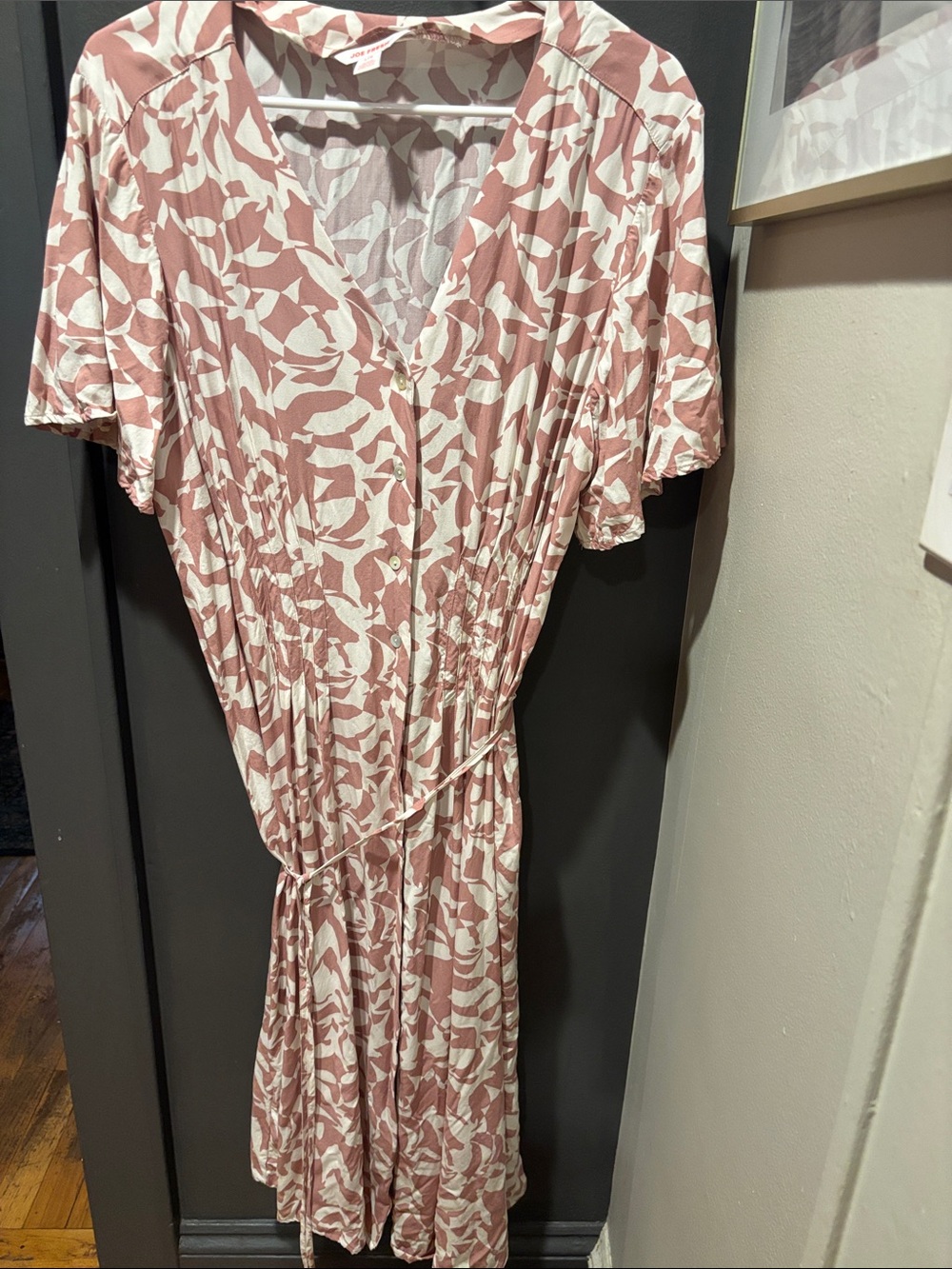 Joe Fresh Pink & White Printed Midi Dress - Picture 1 of 3